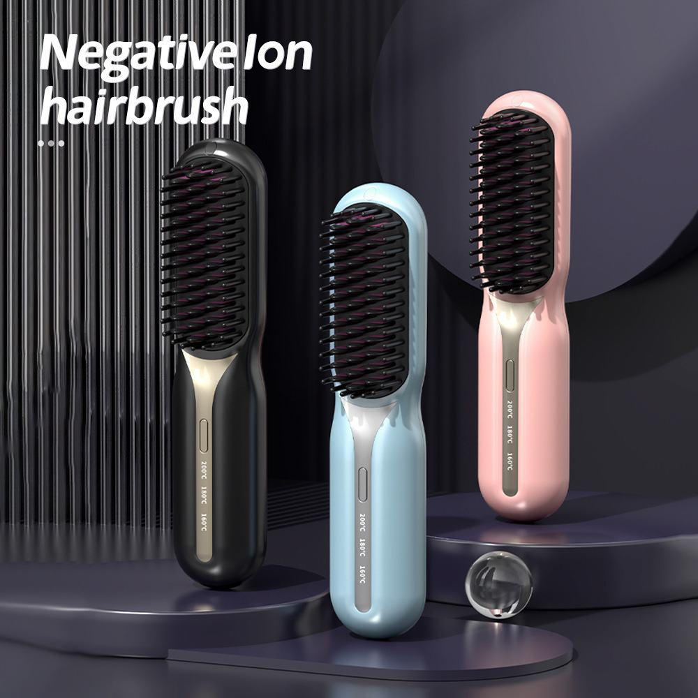 Straightening Hair Brush Negative Ion  Portable Wireless Electric Comb