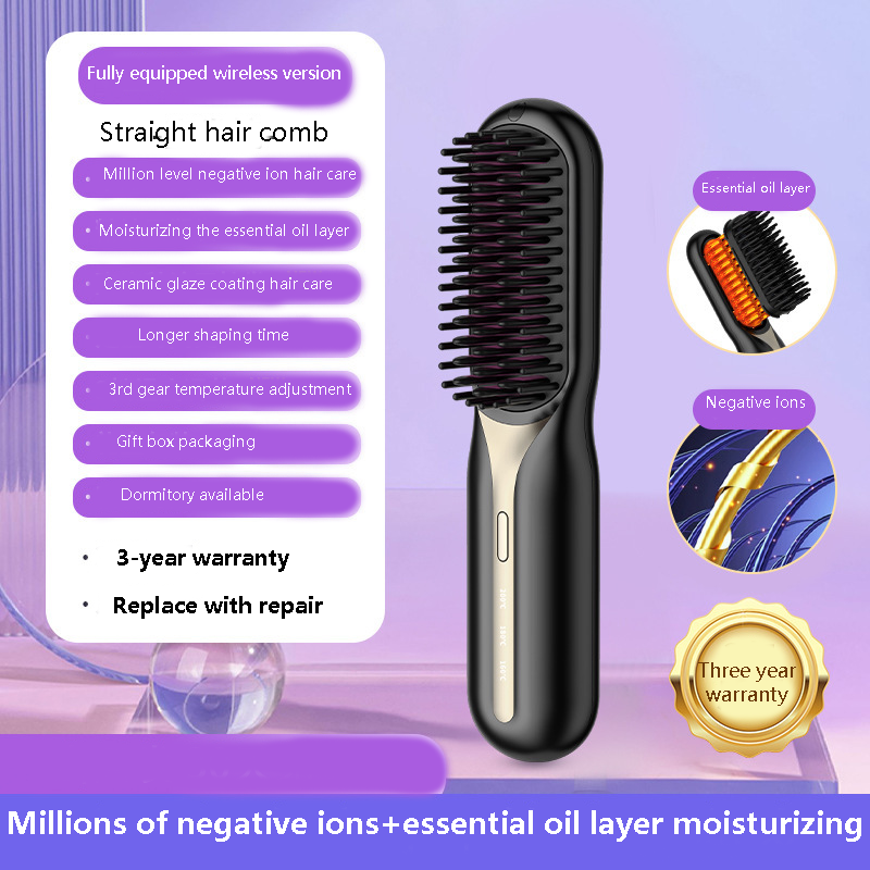 Straightening Hair Brush Negative Ion  Portable Wireless Electric Comb