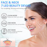 Face and Neck Massager Red Light Therapy 7 Color Facial Sculpting Skin Tightening Wrinkle Remover & Dark Circle Reducer